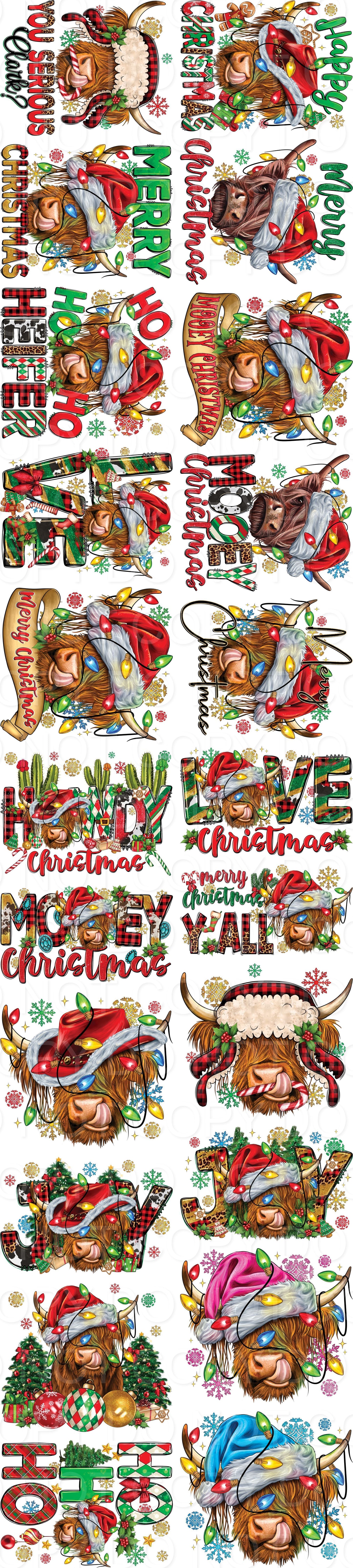Cow Christmas Sampler DTF Gang Sheet 100”