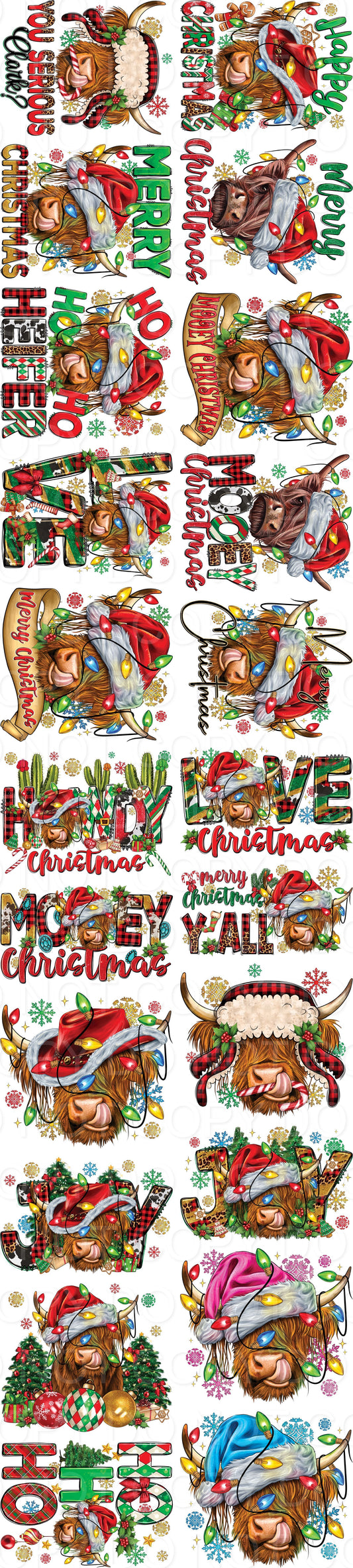 Cow Christmas Sampler DTF Gang Sheet 100”