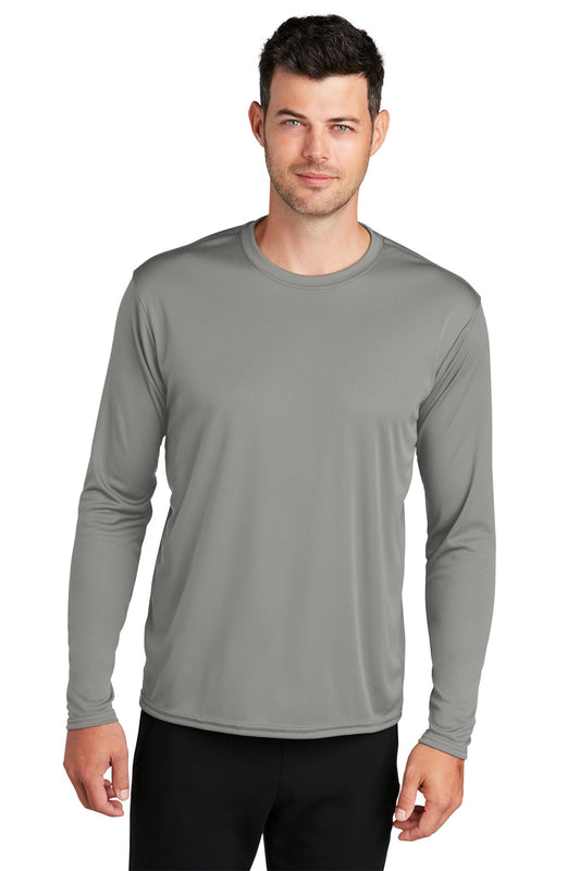 Gray Concrete Port & Company Long Sleeve Performance Tee