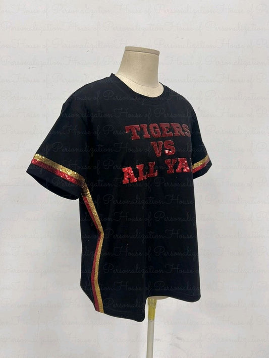 Terrebonne Tigers Vs All Y'all Sequin Tee