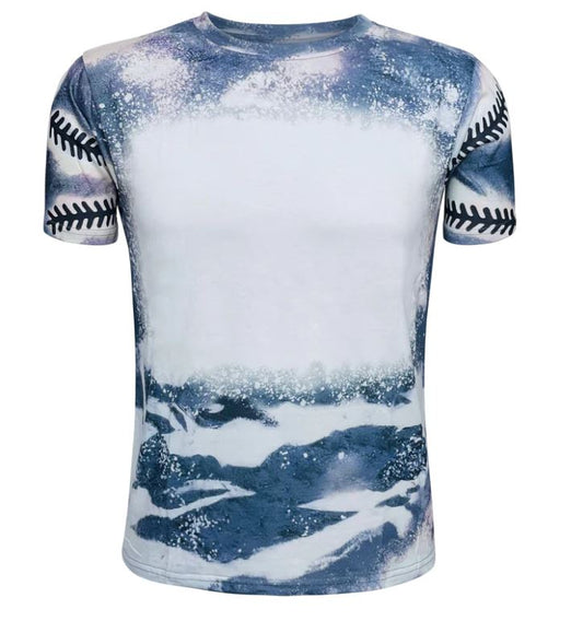 Sublimation BASEBALL BLUE BLANK FAUX BLEACHED TOP