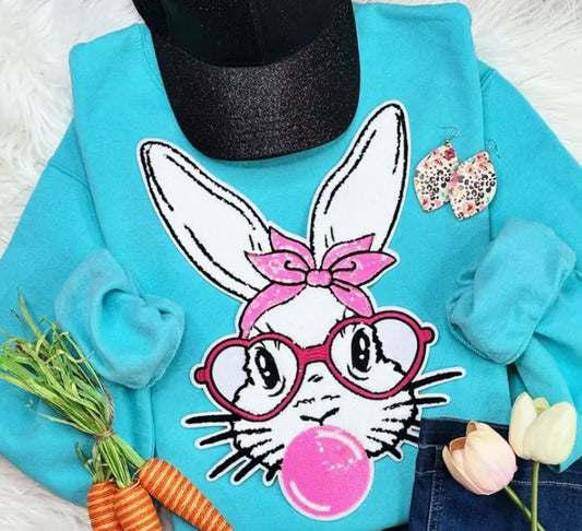 Bunny with Glasses Chenille Patch