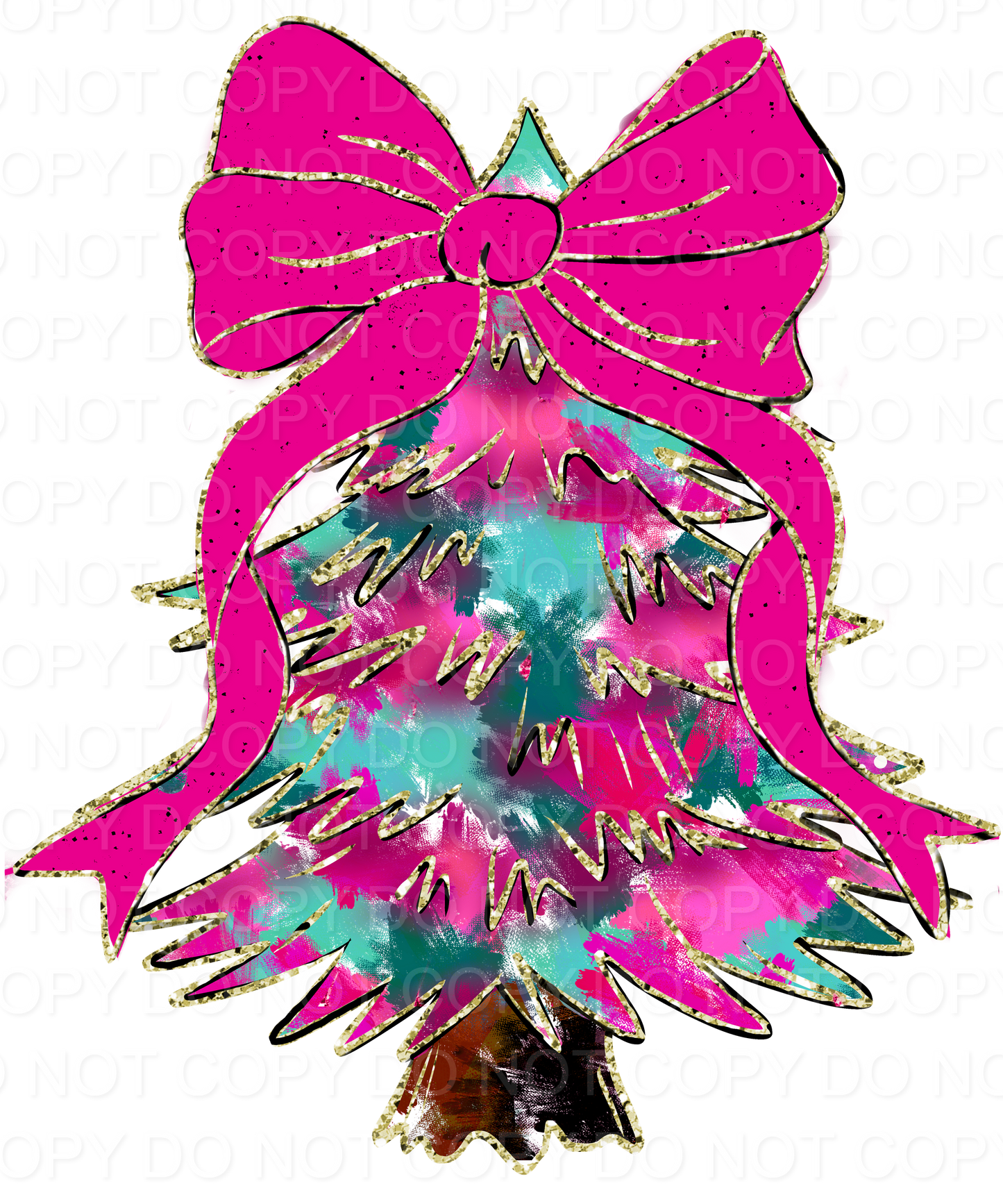 Christmas Tree with Hot Pink Bow (Direct To Film)