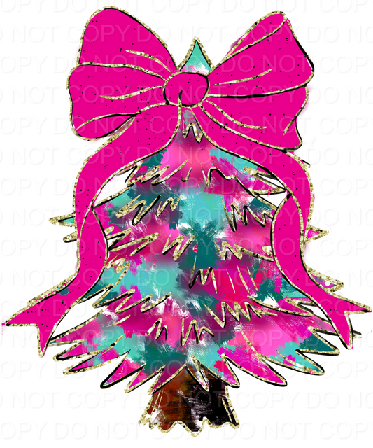 Christmas Tree with Hot Pink Bow (Direct To Film)