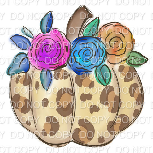 Cream Leopard Pumpkin with Flowers (Direct To Film)