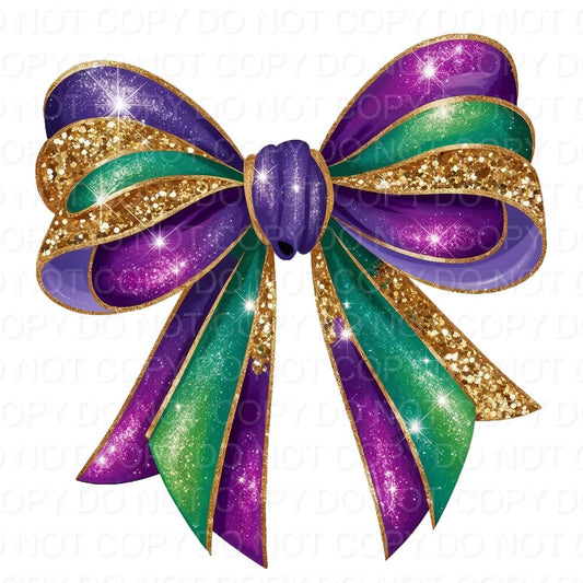 Mardi Gras Purple, Green,Gold Bow  (Direct To Film)