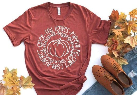 Fall Words Circle Single Color (Adult)