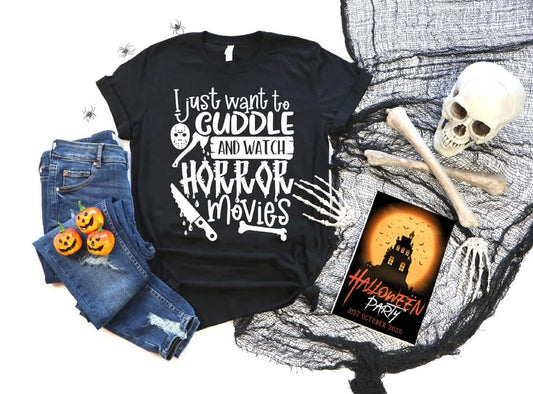 I Just Want to Cuddle and Watch Horror Movies Single Color (Adult)