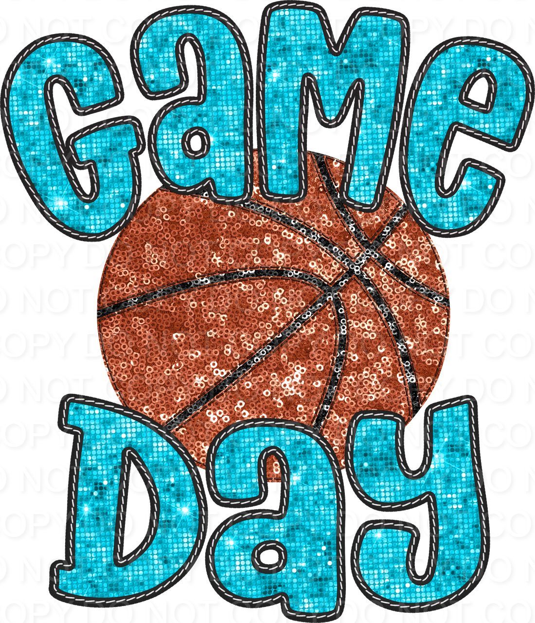 Faux Sequin Bubble Font Game Day with Basketball (Direct To Film)