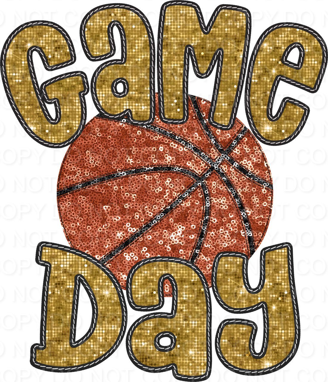 Faux Sequin Bubble Font Game Day with Basketball (Direct To Film)