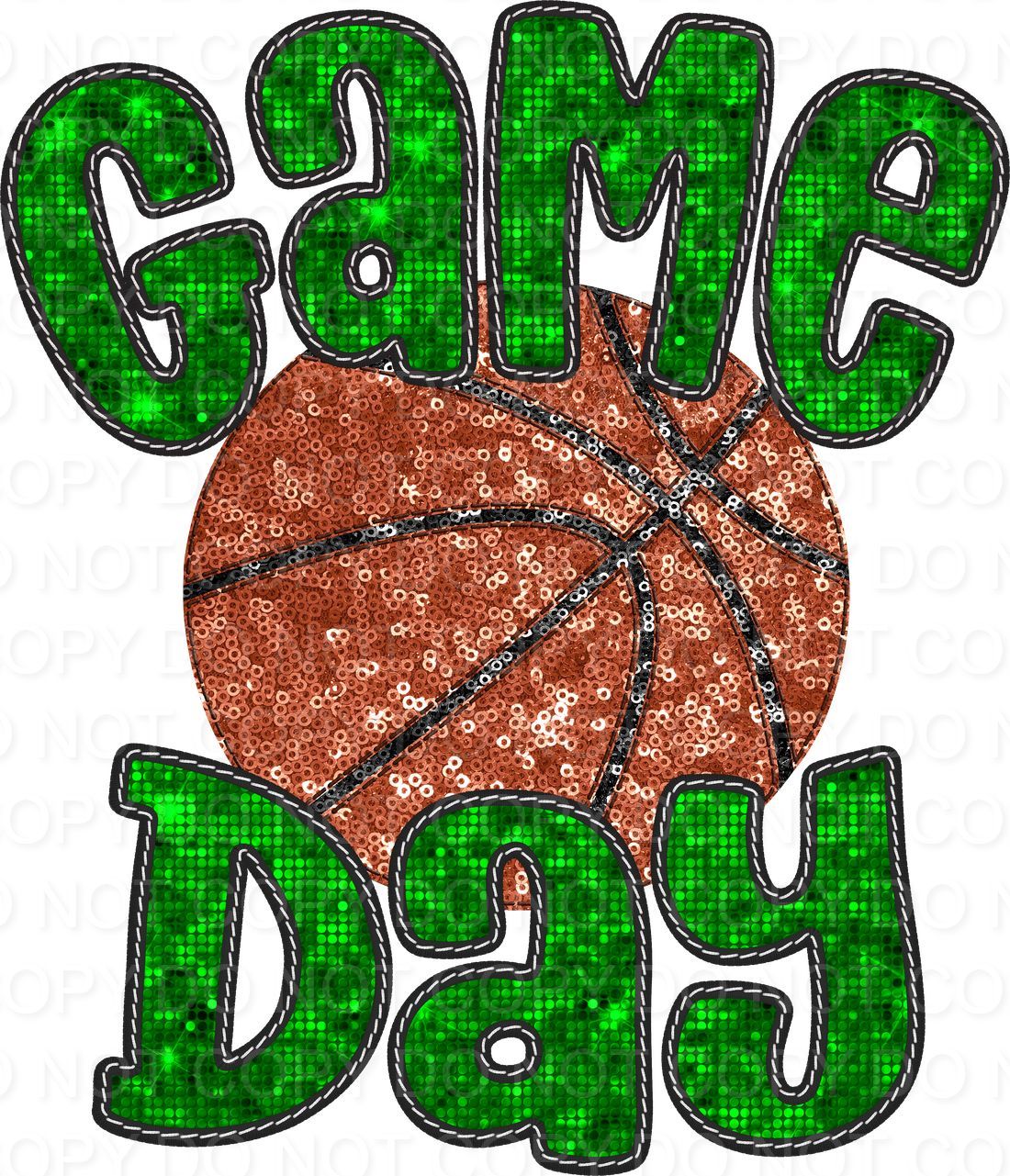 Faux Sequin Bubble Font Game Day with Basketball (Direct To Film)