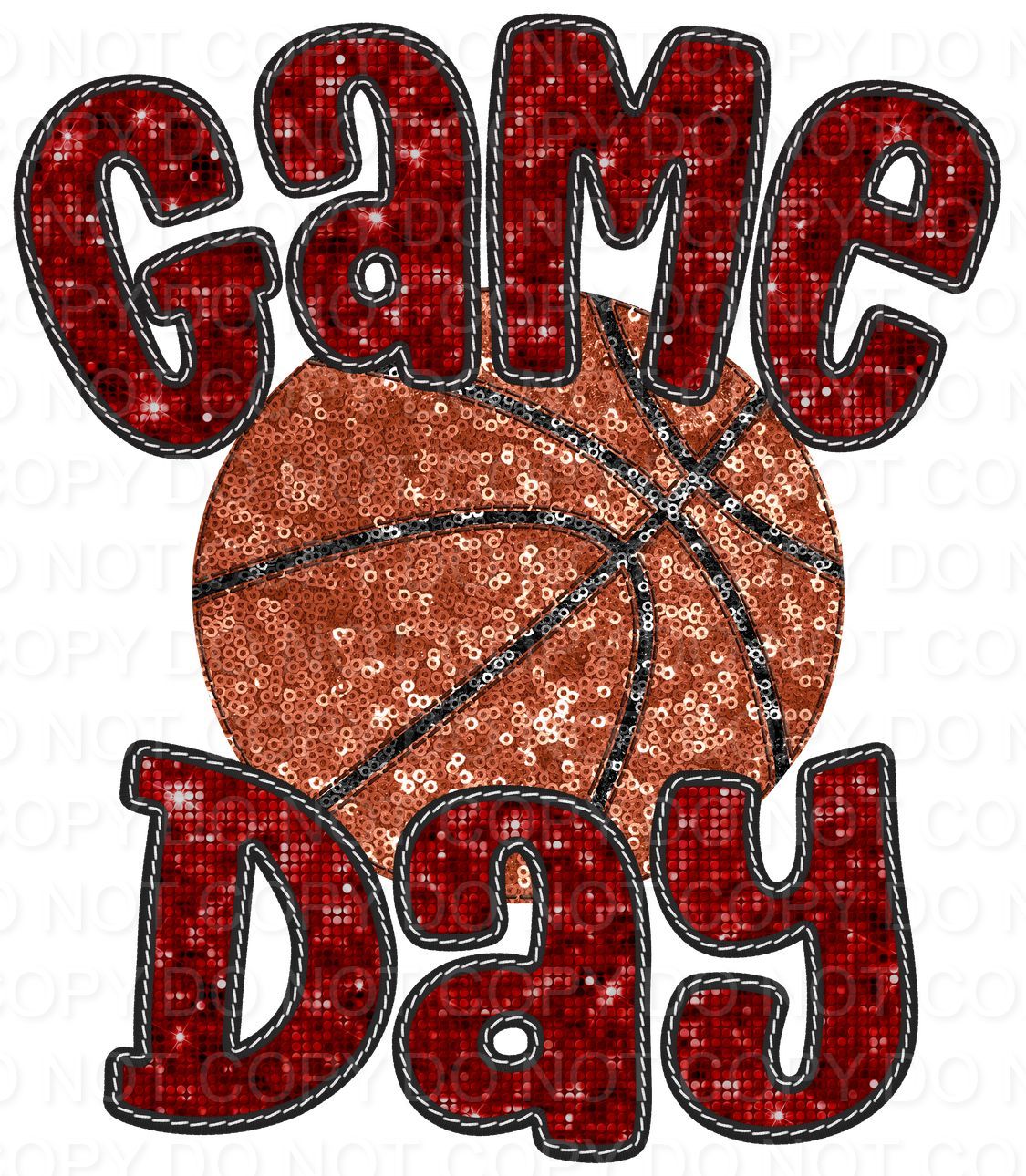 Faux Sequin Bubble Font Game Day with Basketball (Direct To Film)