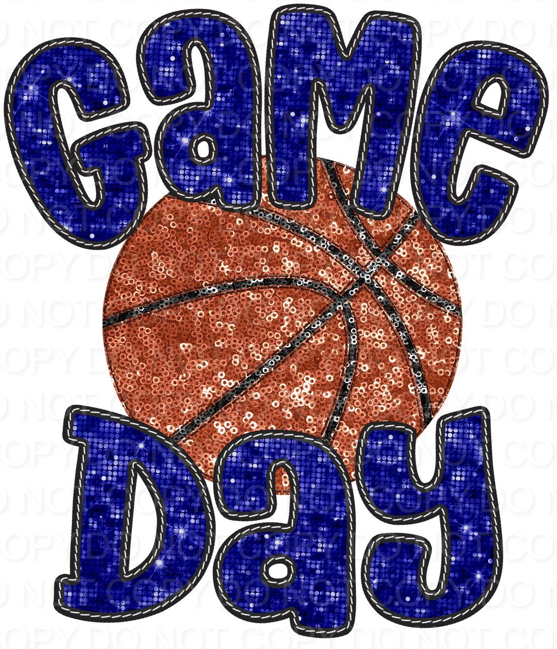 Faux Sequin Bubble Font Game Day with Basketball (Direct To Film)