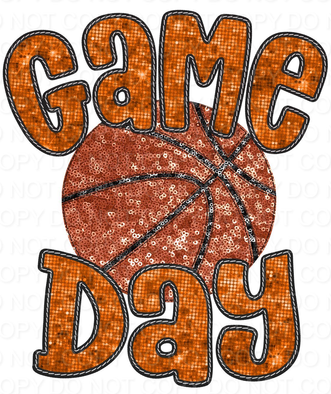 Faux Sequin Bubble Font Game Day with Basketball (Direct To Film)