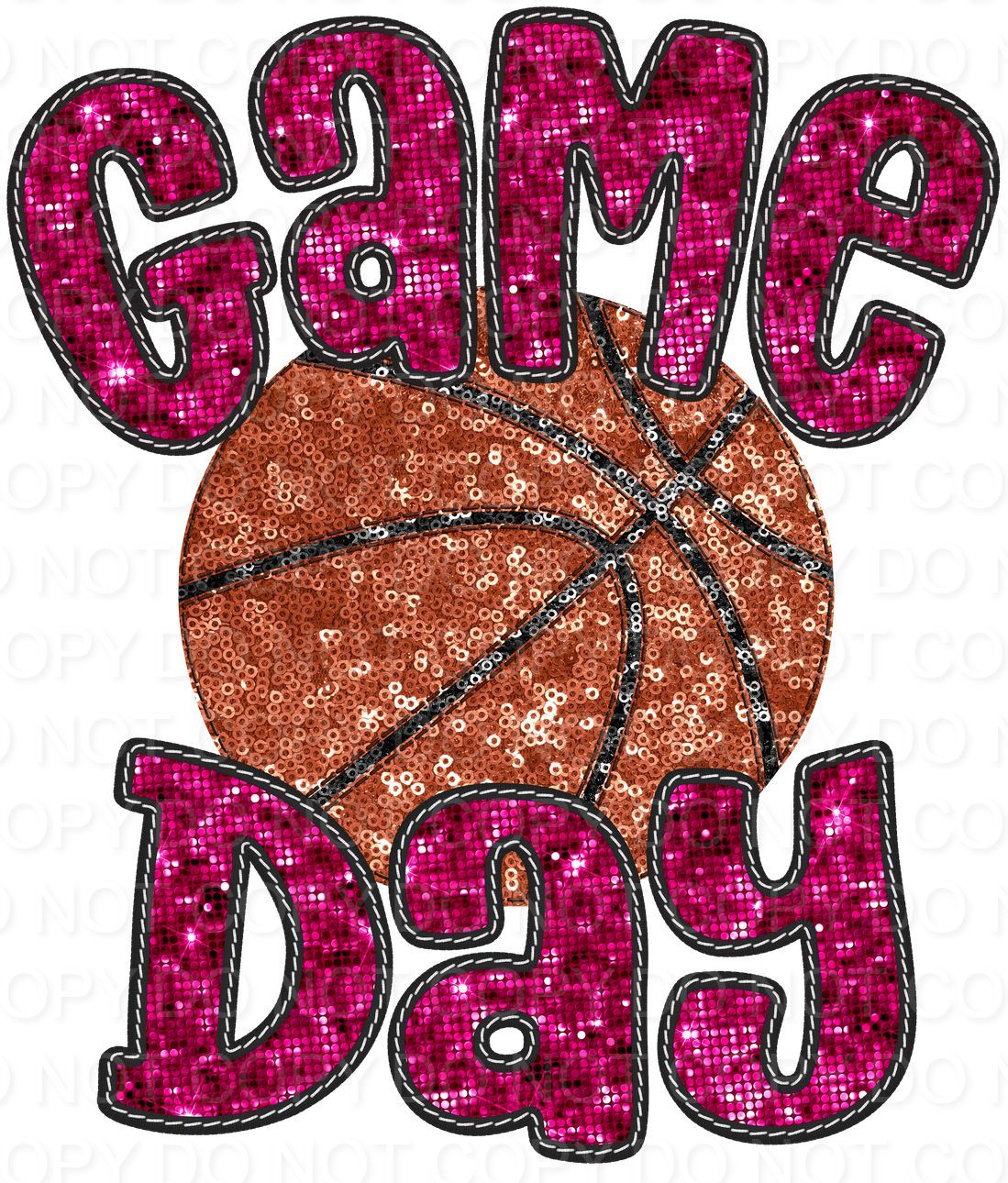 Faux Sequin Bubble Font Game Day with Basketball (Direct To Film)