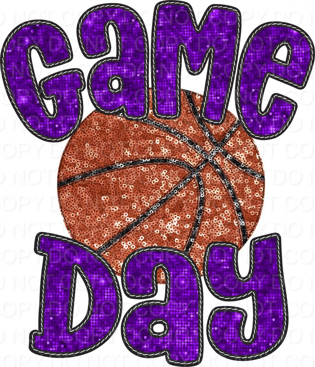 Faux Sequin Bubble Font Game Day with Basketball (Direct To Film)