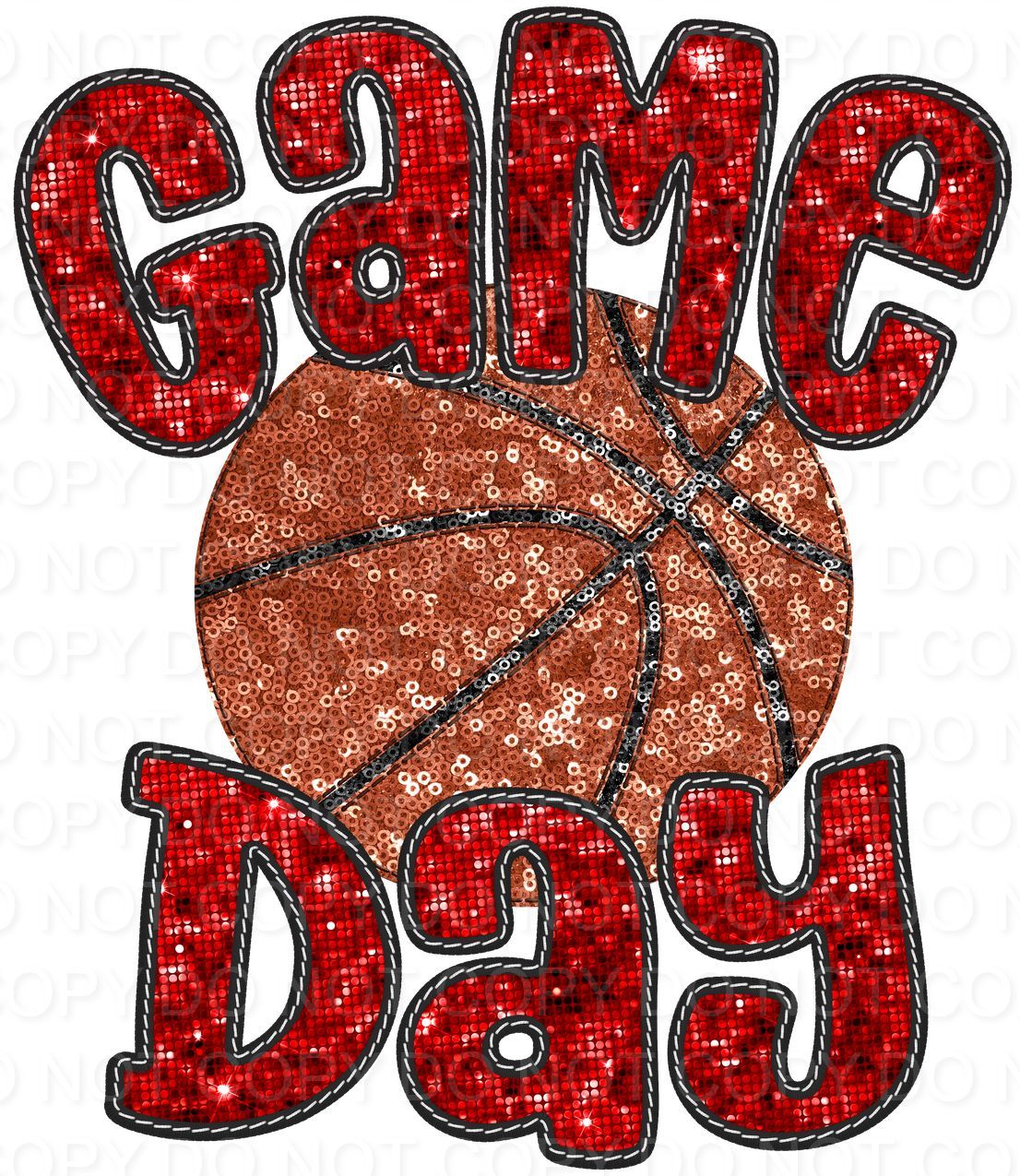 Faux Sequin Bubble Font Game Day with Basketball (Direct To Film)