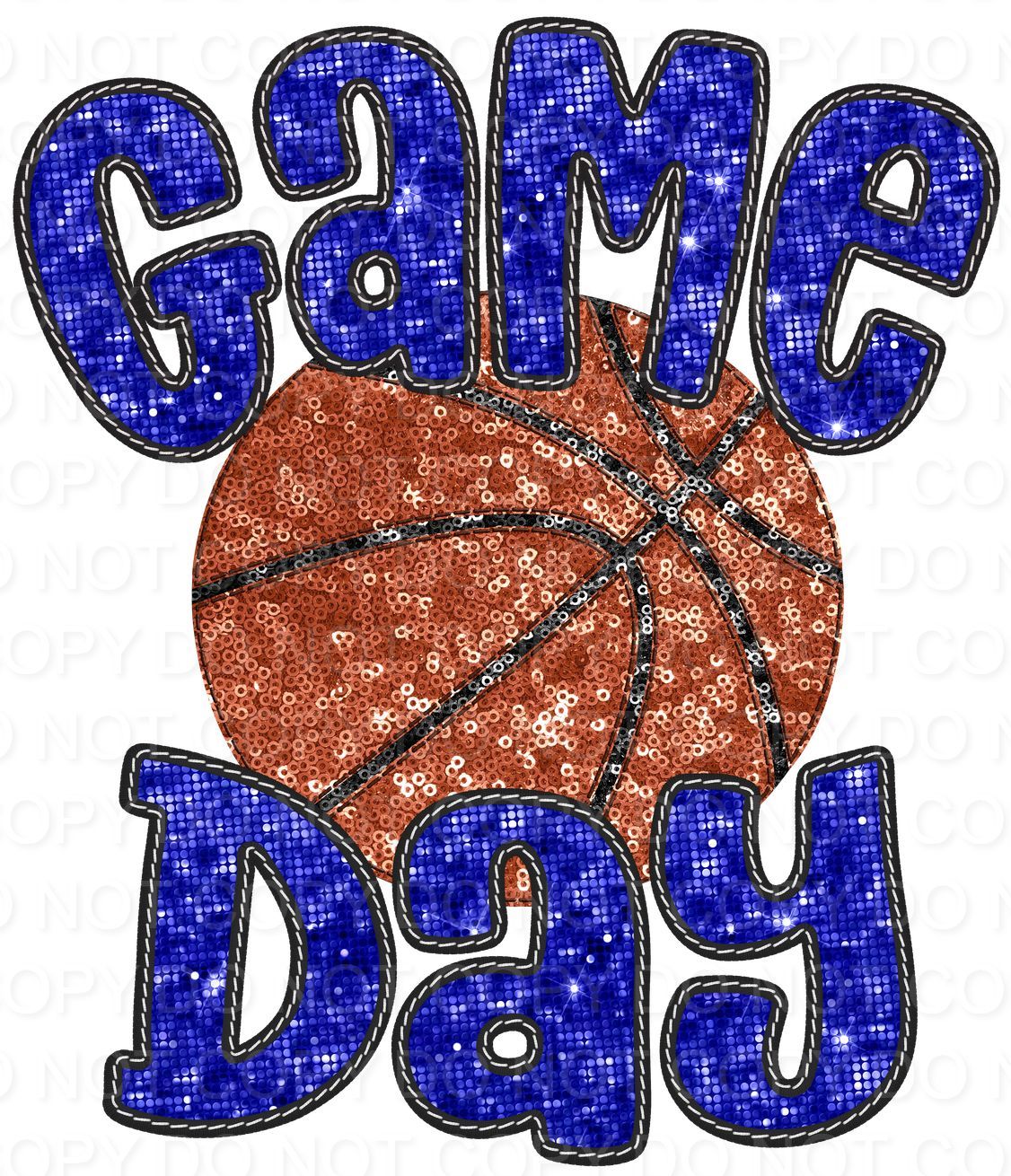 Faux Sequin Bubble Font Game Day with Basketball (Direct To Film)