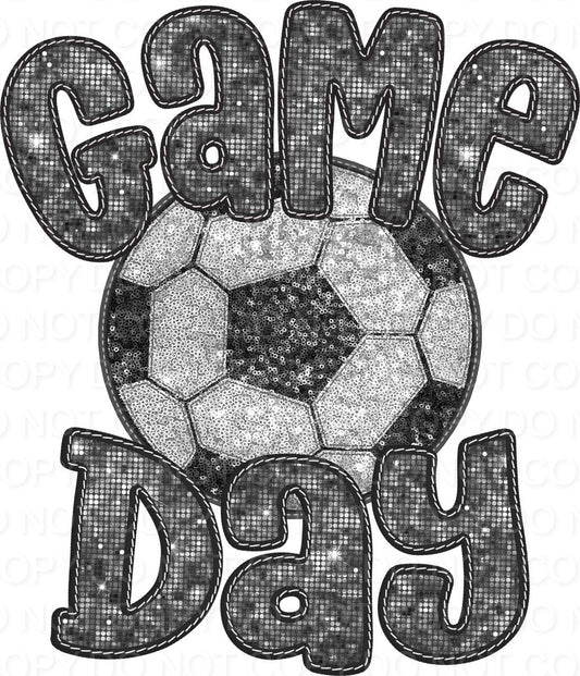 Faux Sequin Bubble Font Game Day with Soccer Ball (Direct To Film)