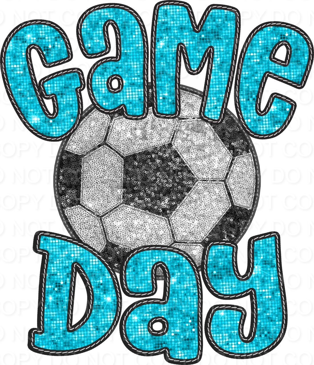 Faux Sequin Bubble Font Game Day with Soccer Ball (Direct To Film)