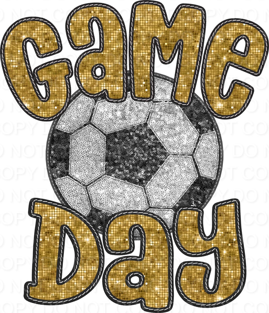 Faux Sequin Bubble Font Game Day with Soccer Ball (Direct To Film)