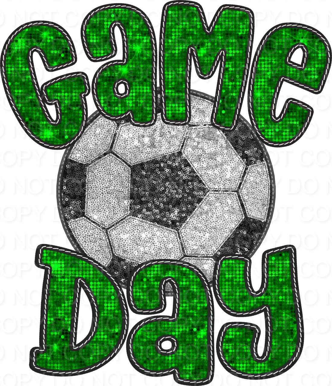 Faux Sequin Bubble Font Game Day with Soccer Ball (Direct To Film)