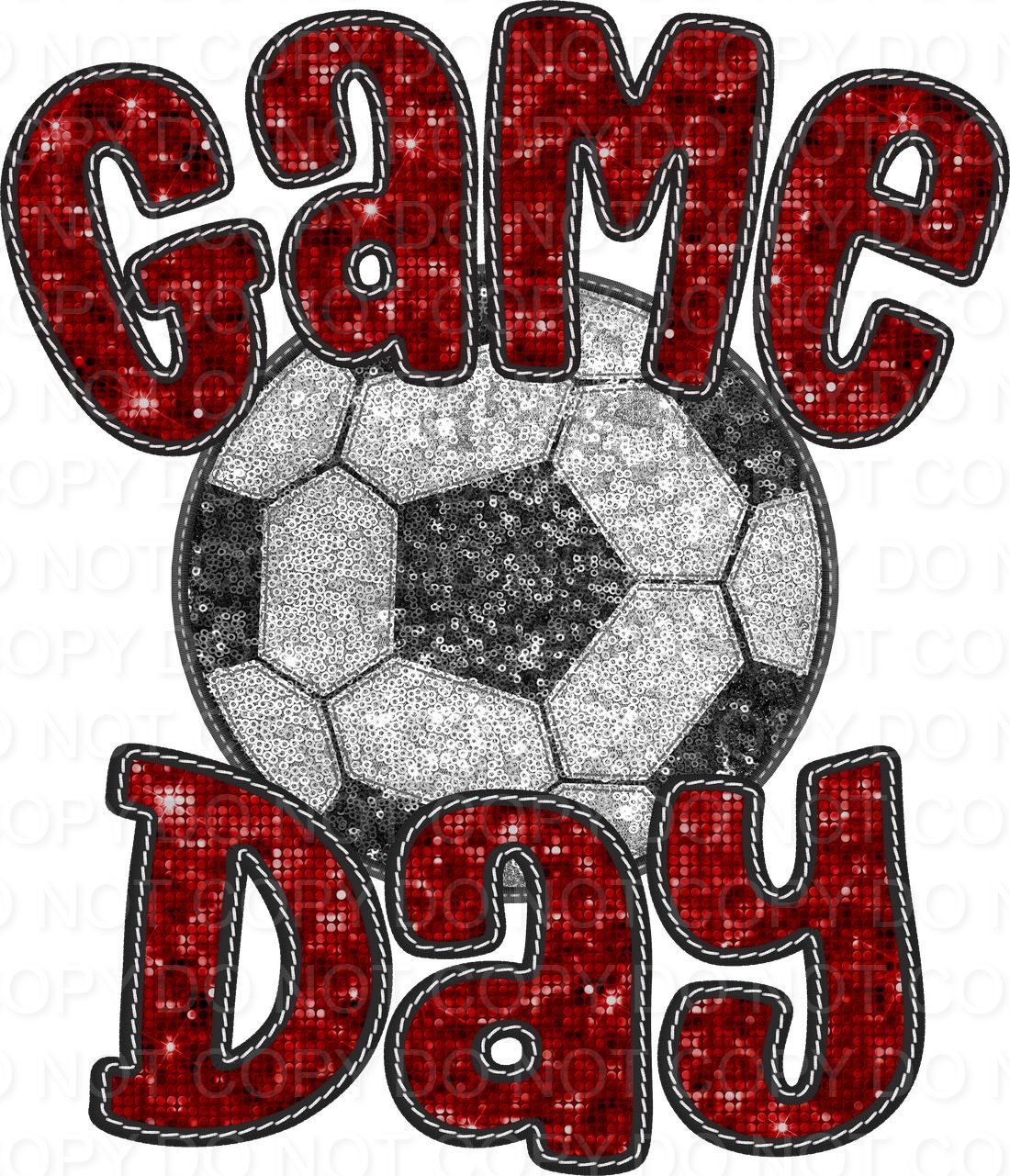 Faux Sequin Bubble Font Game Day with Soccer Ball (Direct To Film)