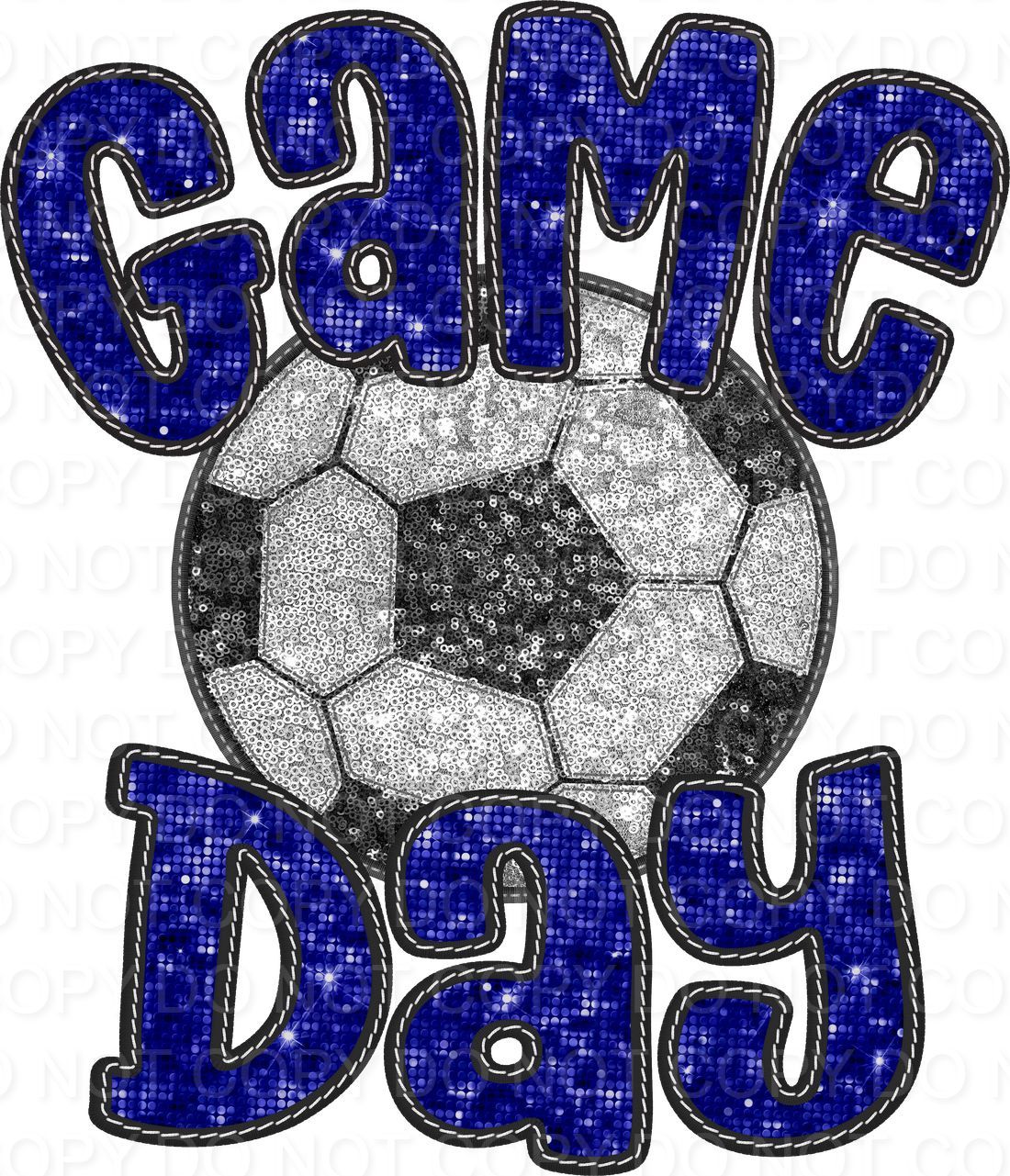 Faux Sequin Bubble Font Game Day with Soccer Ball (Direct To Film)