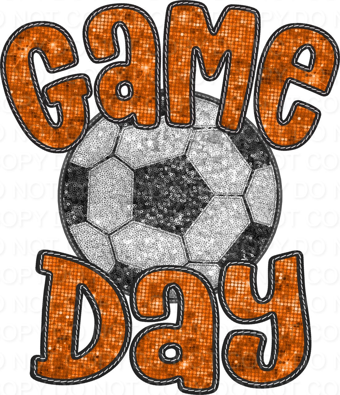 Faux Sequin Bubble Font Game Day with Soccer Ball (Direct To Film)