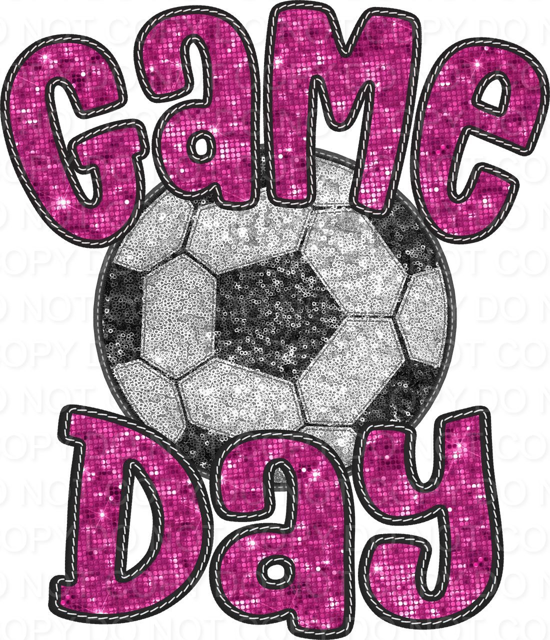 Faux Sequin Bubble Font Game Day with Soccer Ball (Direct To Film)