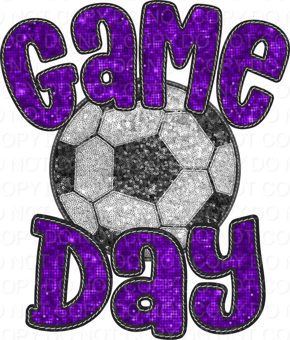 Faux Sequin Bubble Font Game Day with Soccer Ball (Direct To Film)
