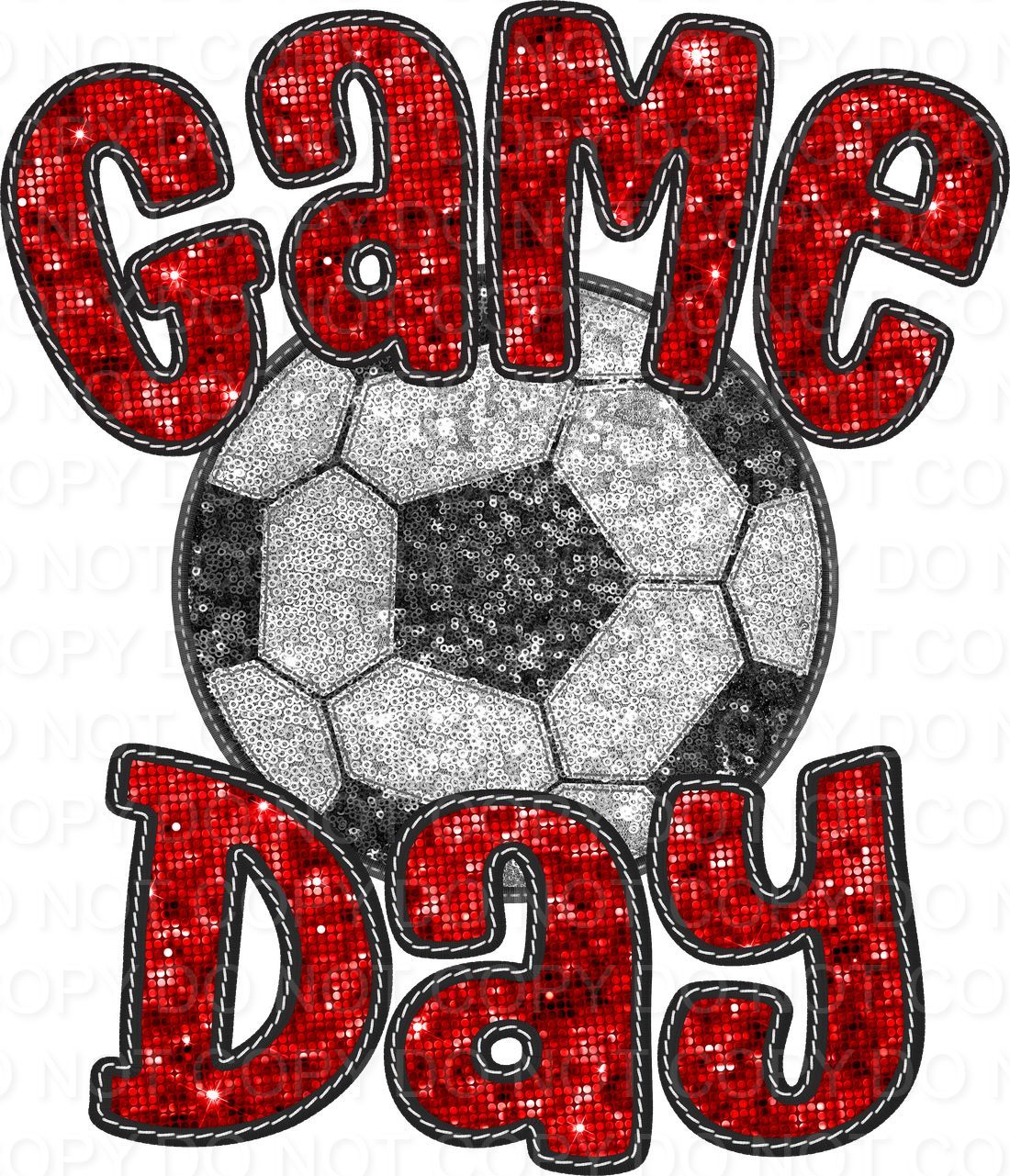 Faux Sequin Bubble Font Game Day with Soccer Ball (Direct To Film)
