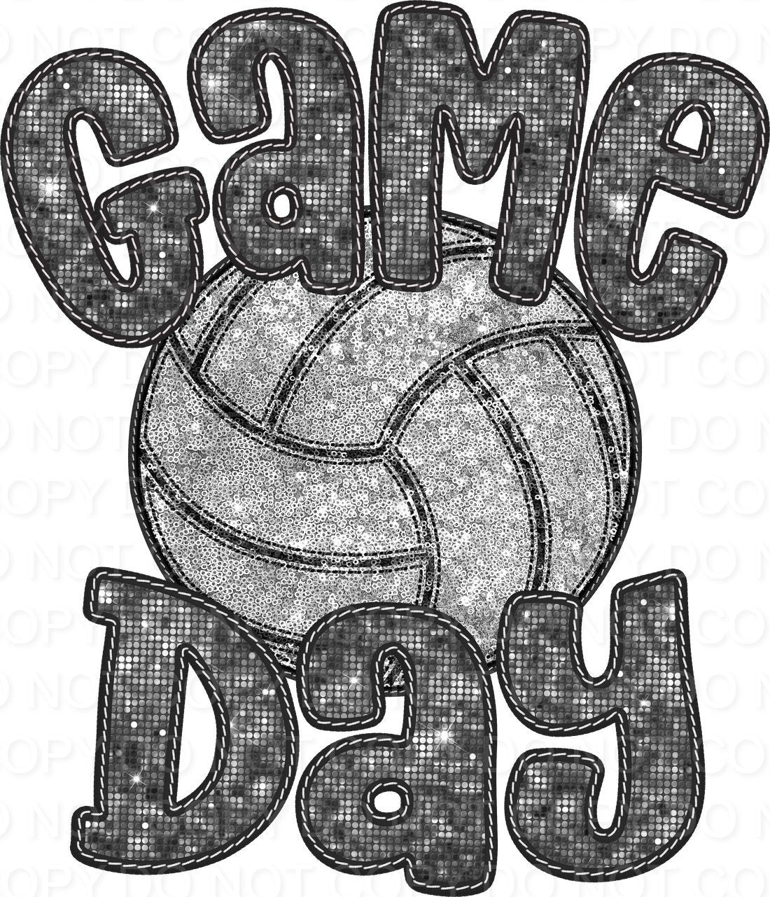 Faux Sequin Bubble Font Game Day with Volleyball (Direct To Film)