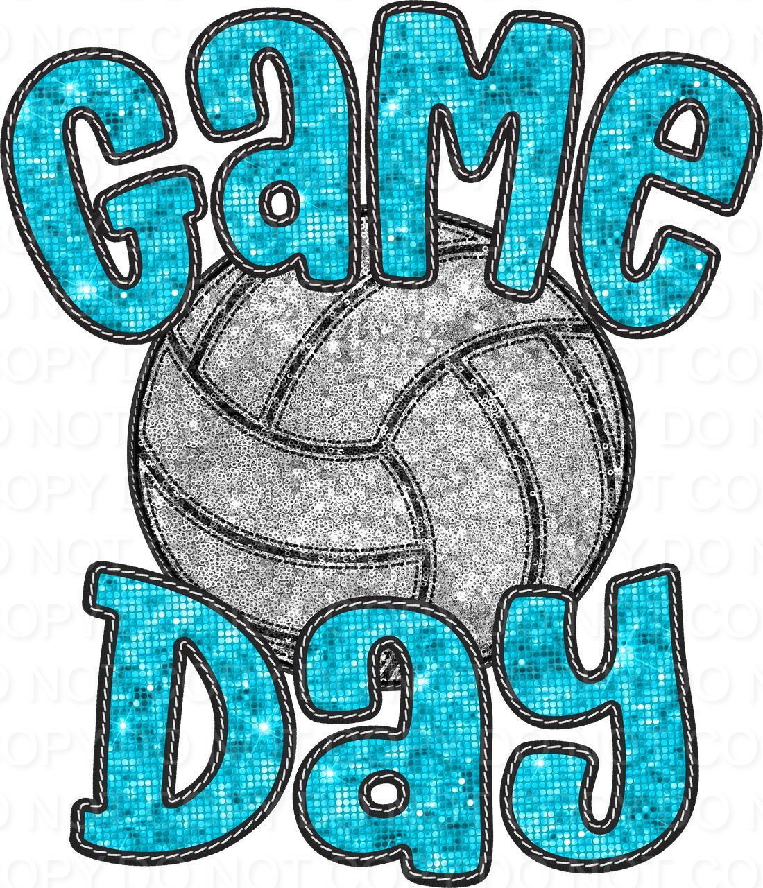 Faux Sequin Bubble Font Game Day with Volleyball (Direct To Film)