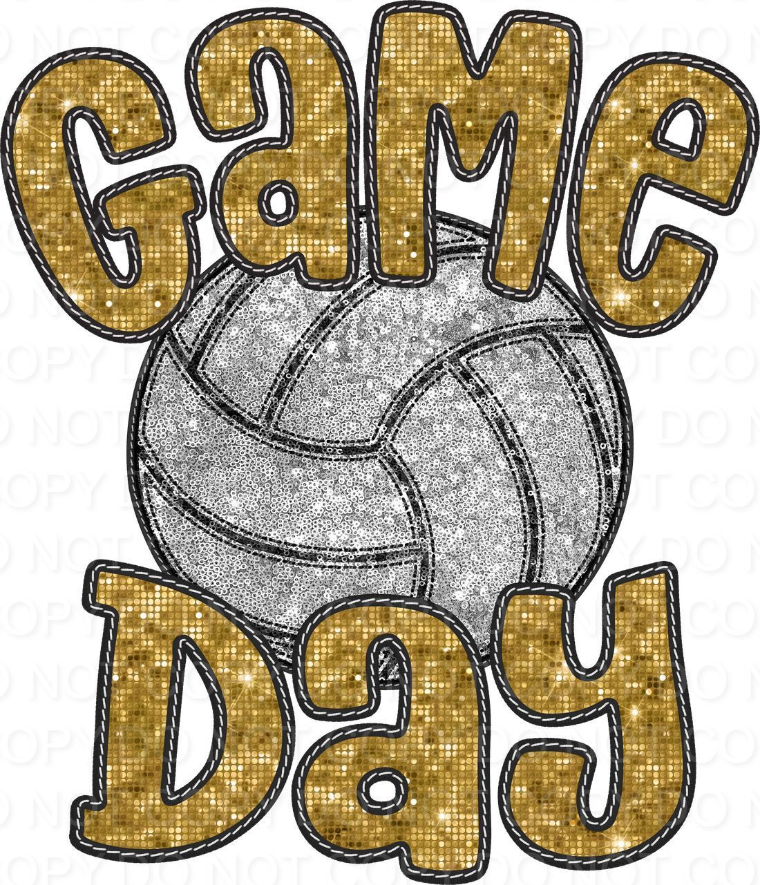 Faux Sequin Bubble Font Game Day with Volleyball (Direct To Film)