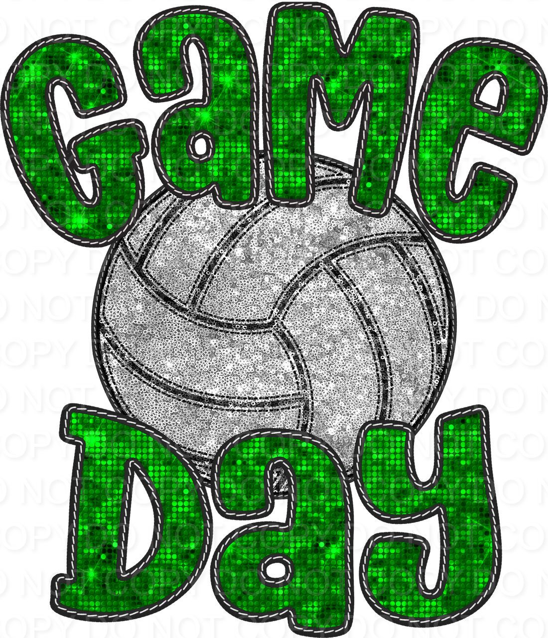 Faux Sequin Bubble Font Game Day with Volleyball (Direct To Film)