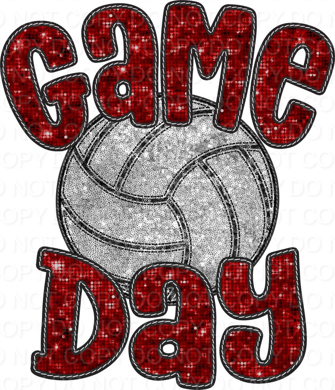 Faux Sequin Bubble Font Game Day with Volleyball (Direct To Film)