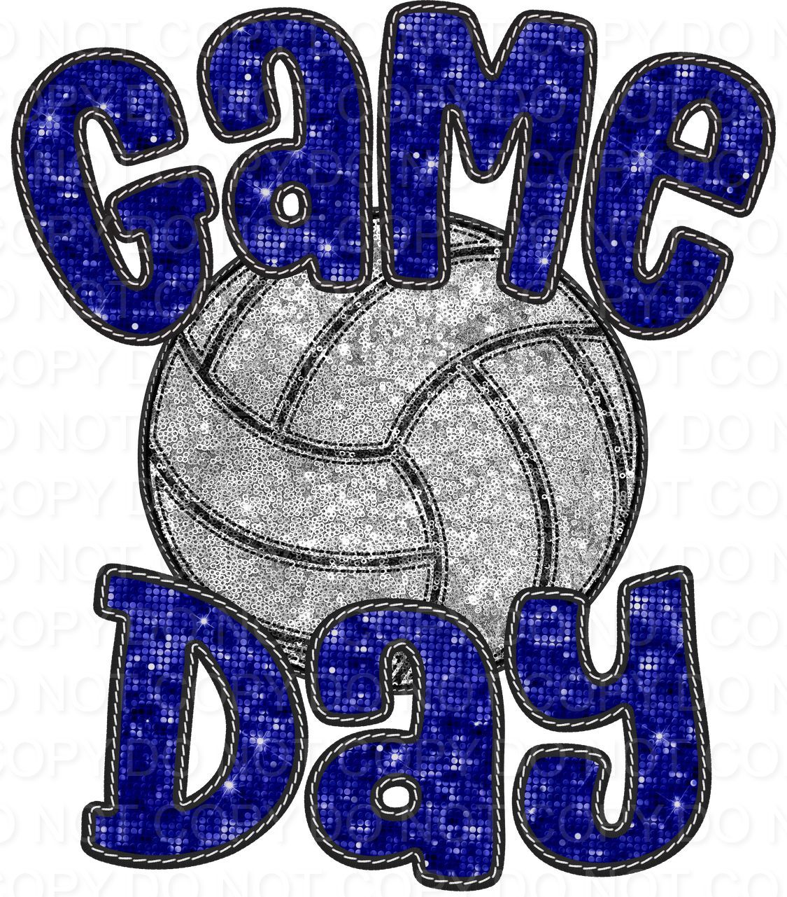 Faux Sequin Bubble Font Game Day with Volleyball (Direct To Film)