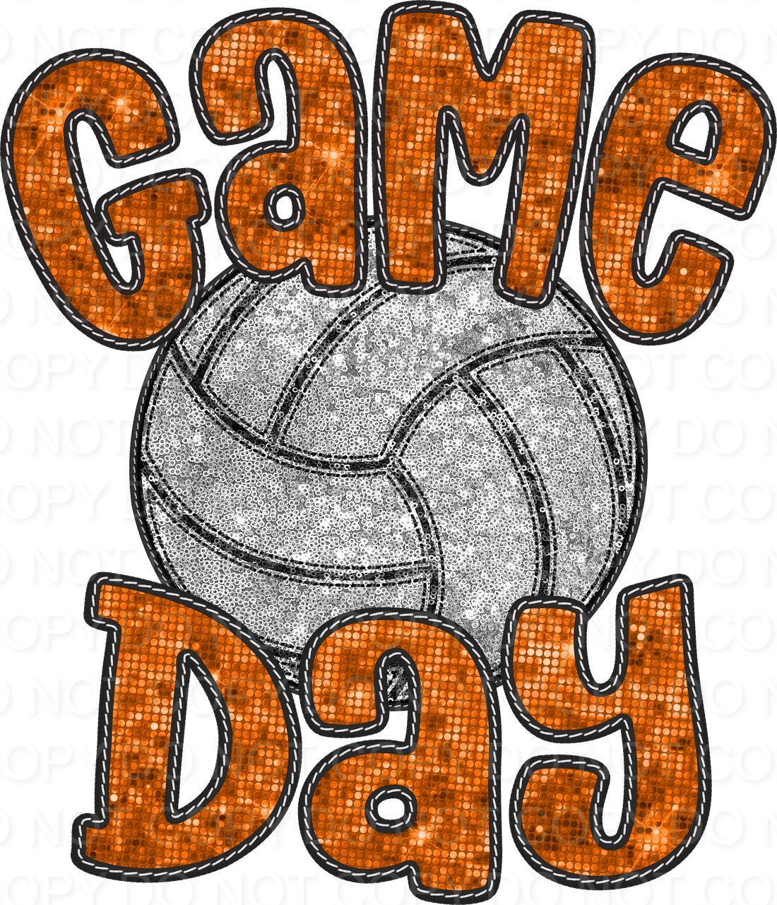 Faux Sequin Bubble Font Game Day with Volleyball (Direct To Film)