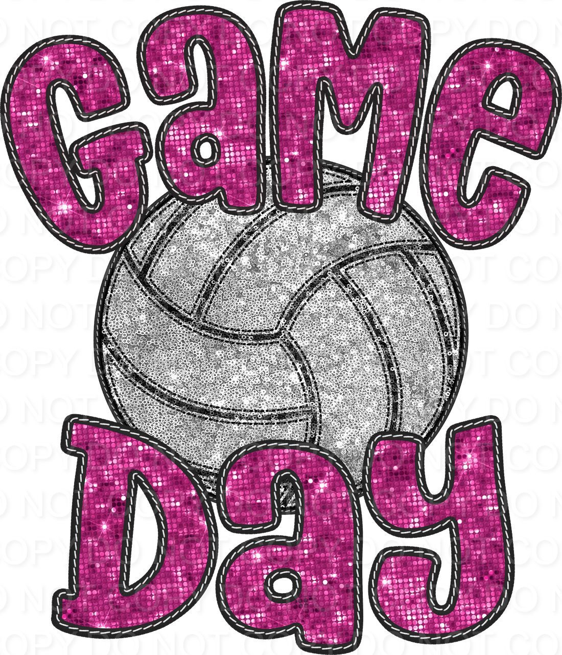 Faux Sequin Bubble Font Game Day with Volleyball (Direct To Film)