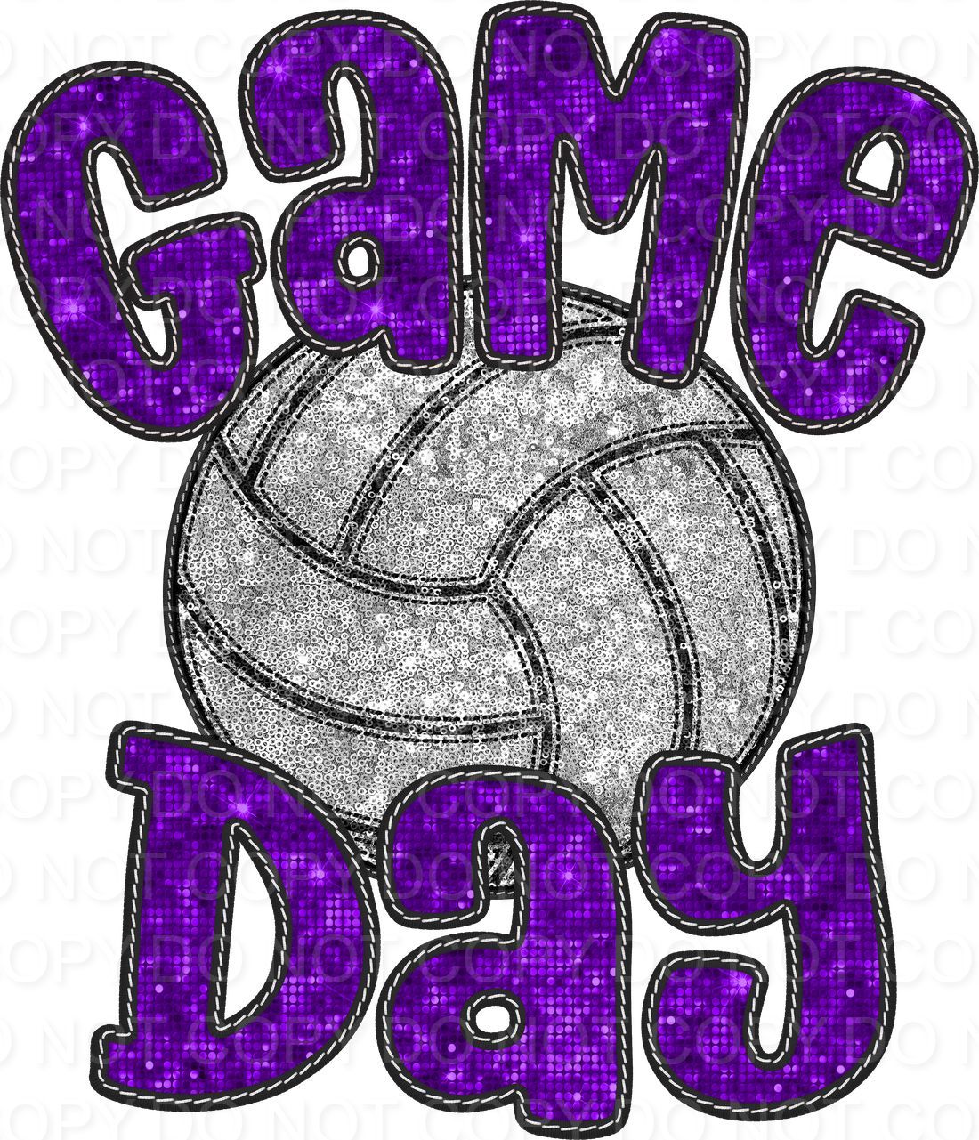 Faux Sequin Bubble Font Game Day with Volleyball (Direct To Film)