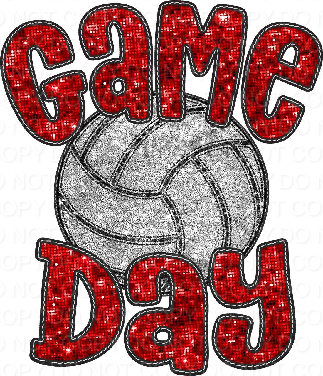 Faux Sequin Bubble Font Game Day with Volleyball (Direct To Film)