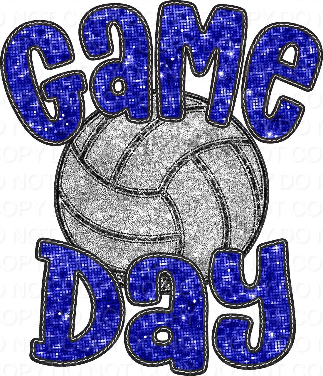 Faux Sequin Bubble Font Game Day with Volleyball (Direct To Film)