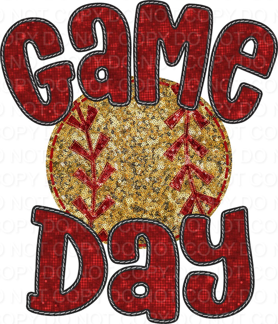 Faux Sequin Bubble Font Game Day with Softball (Direct To Film)