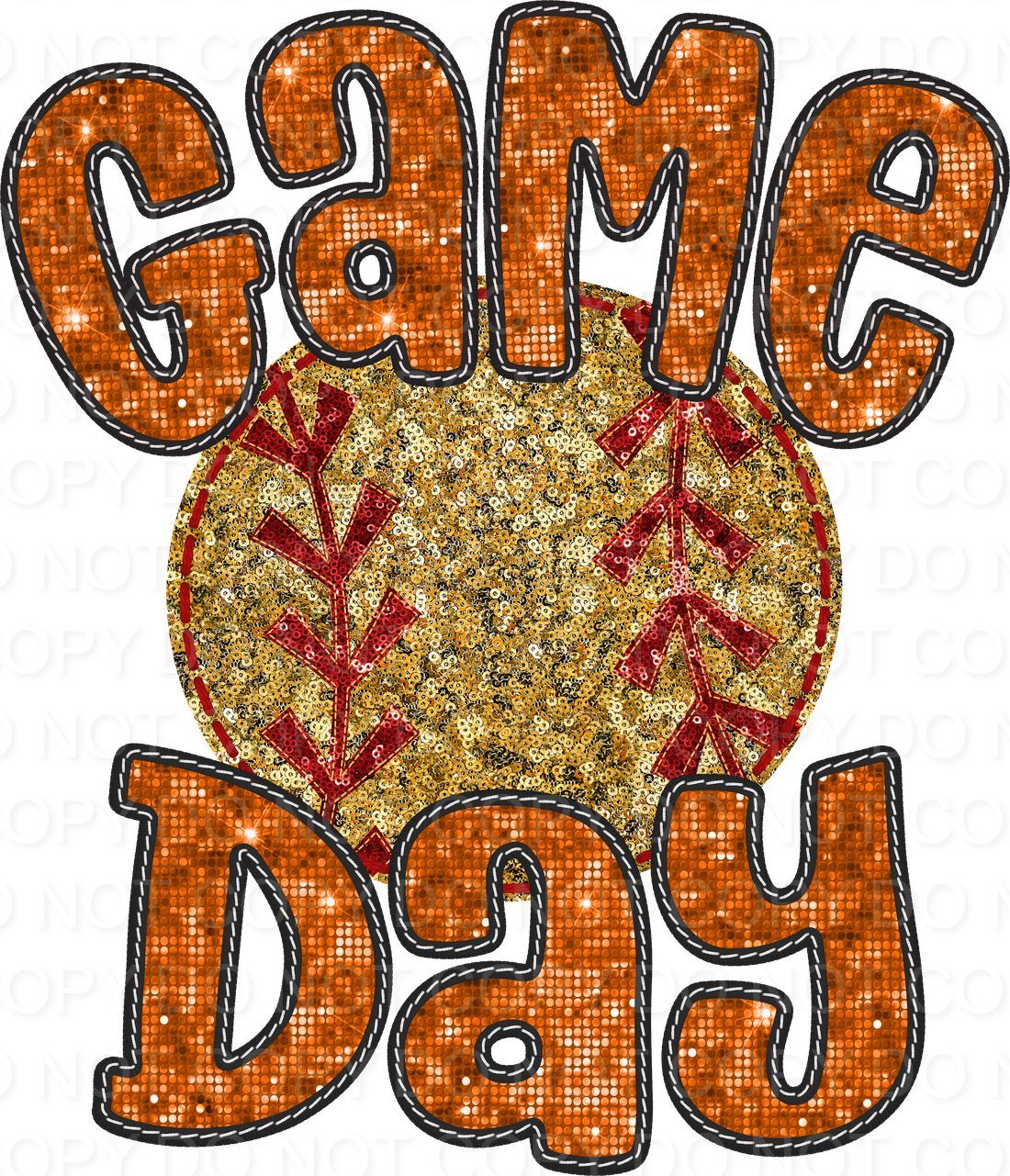 Faux Sequin Bubble Font Game Day with Softball (Direct To Film)