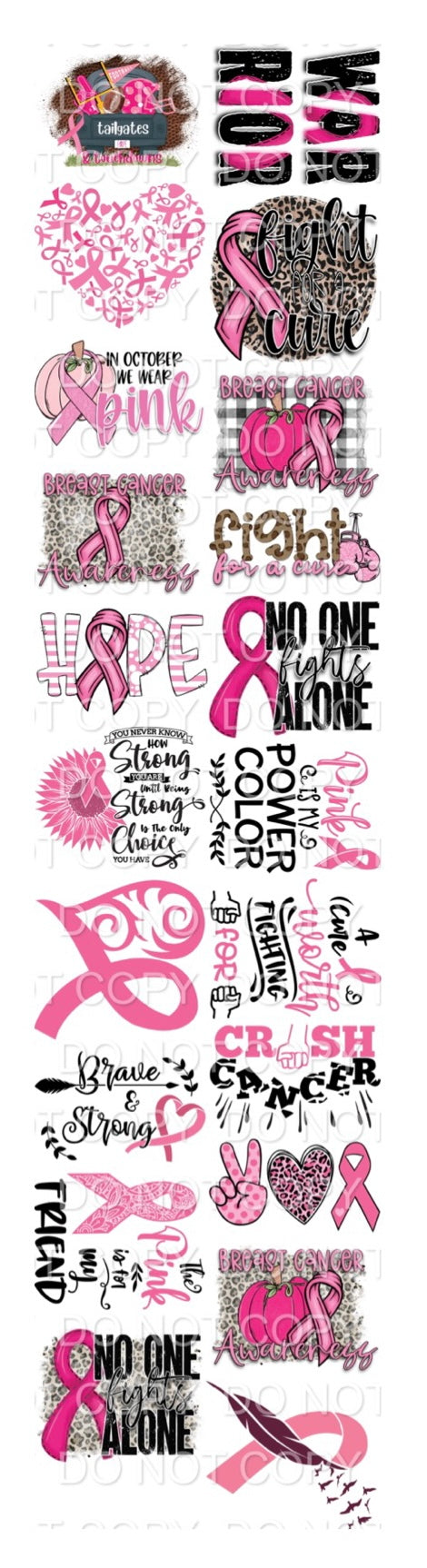 Breast Cancer Awareness Sampler DTF Gang Sheet