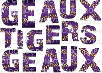 Purple Baseball Geaux Tigers Geaux (Sublimation)