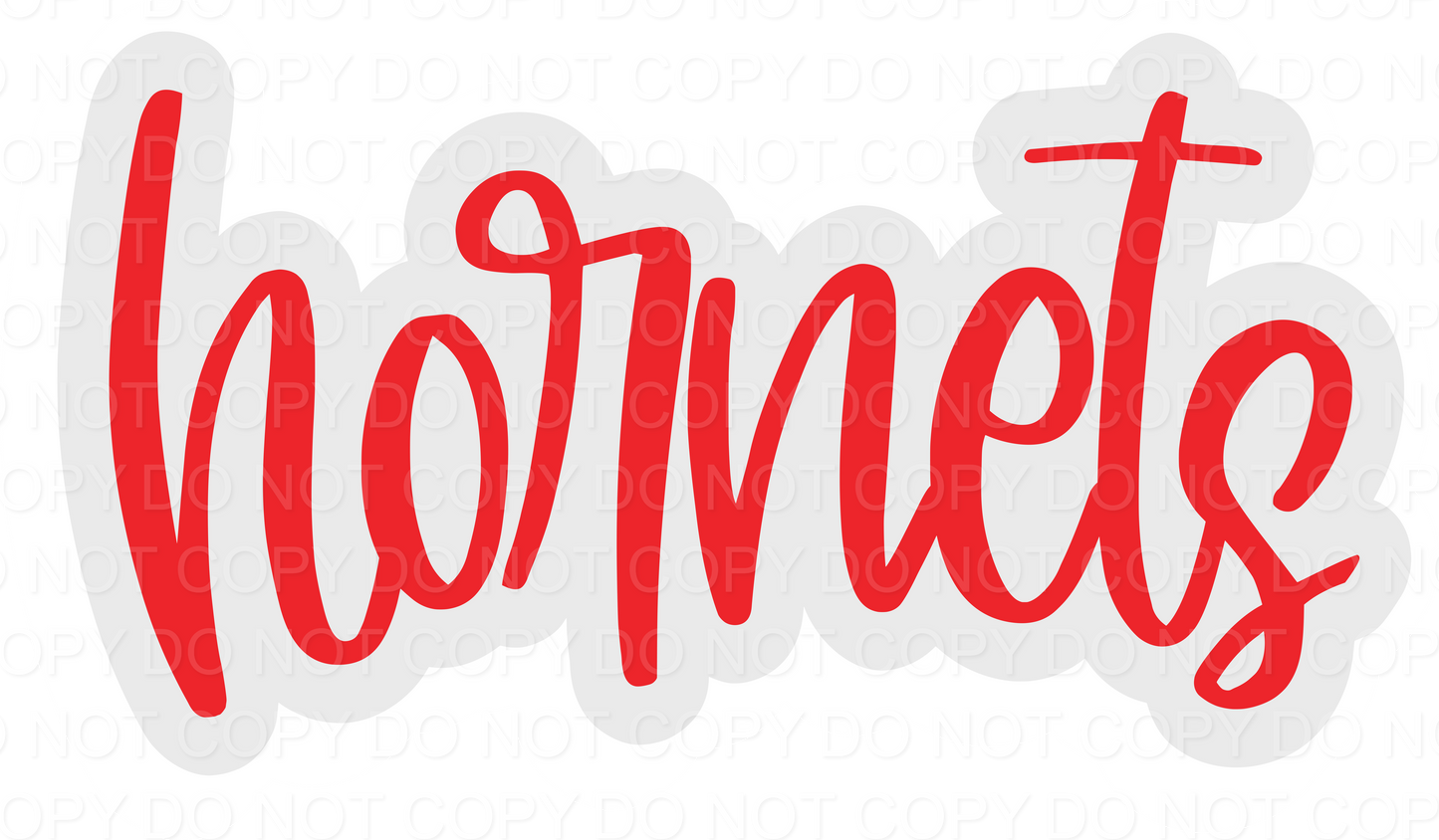 Hornets Script Outline Red Grey (Direct To Film)