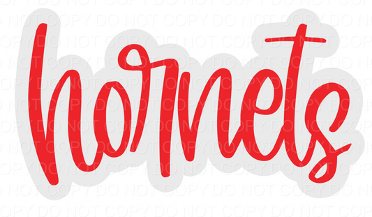 Hornets Script Outline Red Grey (Direct To Film)