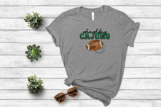 Chackbay Cajuns Faux Glitter Football DTF Transfer
